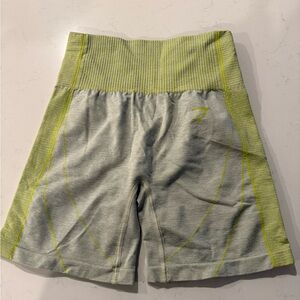 Gymshark Gray and Yellow Athletic Shorts